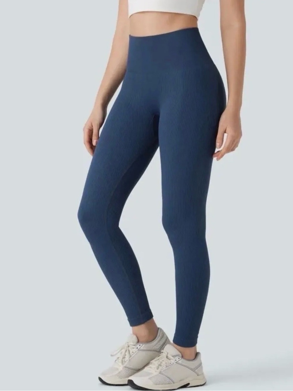 Halara Seamless Flow High Waisted Tummy Control 7/8 Legging Peacoat - Picture 3 of 7